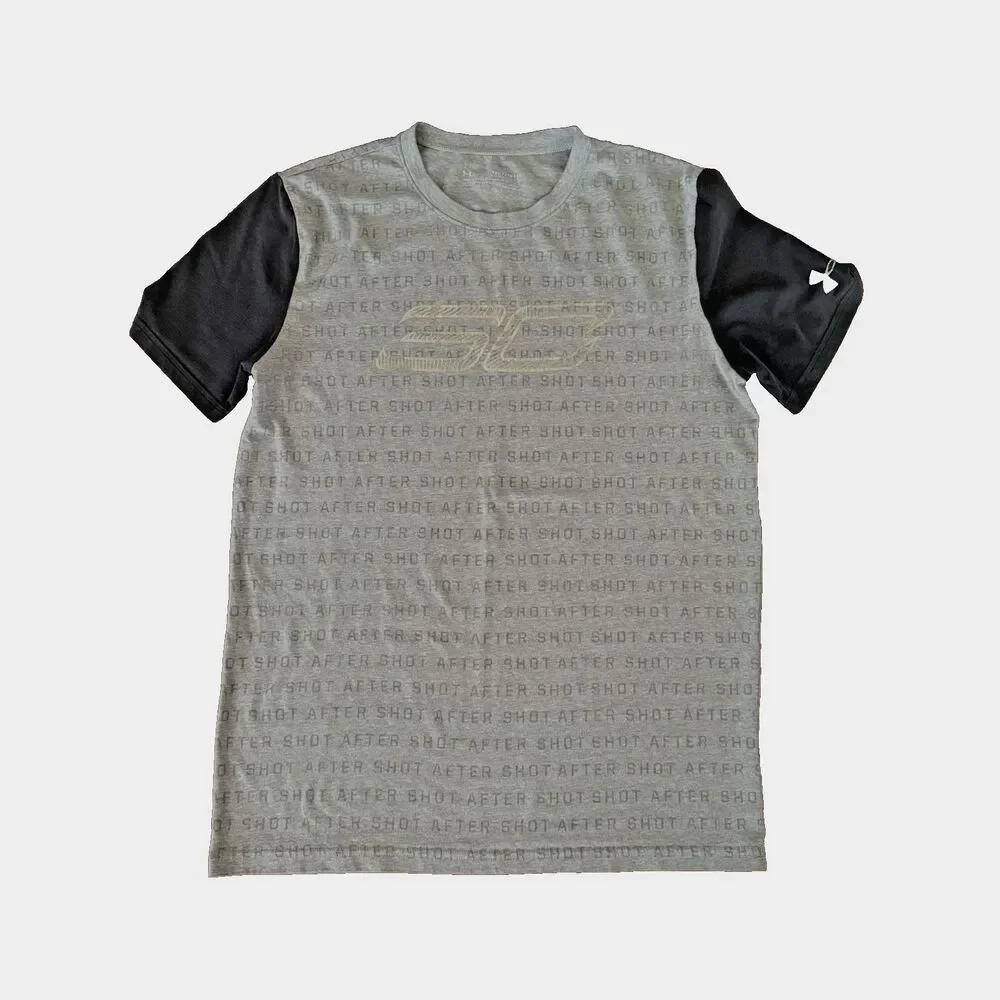 Under Armour Boys Steph Curry After Shot Grey Black Tshirt Loose Fit UA Youth XL